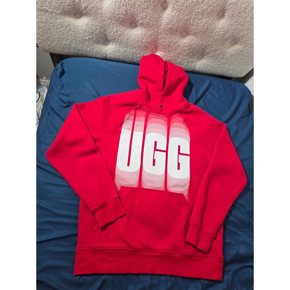 UGG Mens Red Graphic Logo Pullover Hoodie Sweatshirt 1139210 Medium